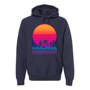 80s Vaporwave Retro Palm Trees Sunset Premium Hoodie