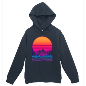 80s Vaporwave Retro Palm Trees Sunset Urban Pullover Hoodie