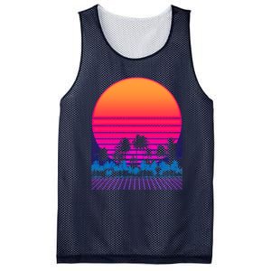 80s Vaporwave Retro Palm Trees Sunset Mesh Reversible Basketball Jersey Tank