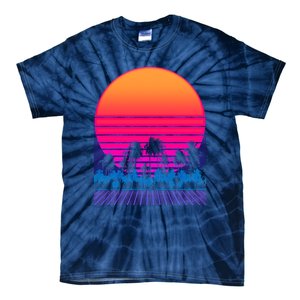 80s Vaporwave Retro Palm Trees Sunset Tie-Dye T-Shirt