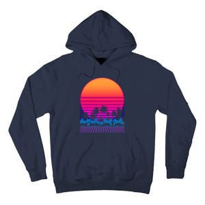 80s Vaporwave Retro Palm Trees Sunset Tall Hoodie