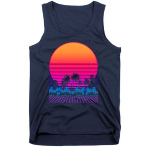 80s Vaporwave Retro Palm Trees Sunset Tank Top