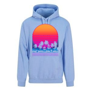 80s Vaporwave Retro Palm Trees Sunset Unisex Surf Hoodie