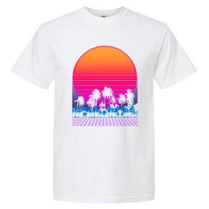 80s Vaporwave Retro Palm Trees Sunset Garment-Dyed Heavyweight T-Shirt