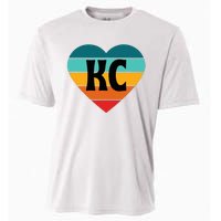 80s Vintage Sunset Heart Kc Cooling Performance Crew T-Shirt