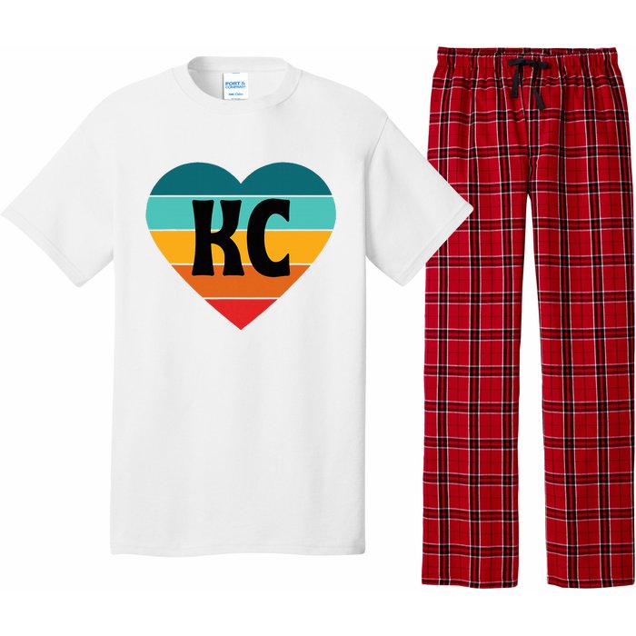 80s Vintage Sunset Heart Kc Pajama Set