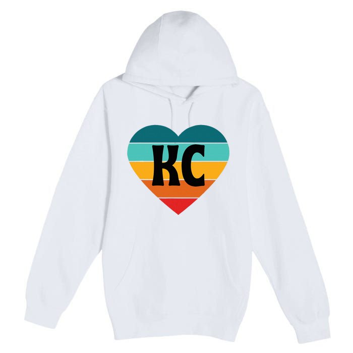 80s Vintage Sunset Heart Kc Premium Pullover Hoodie