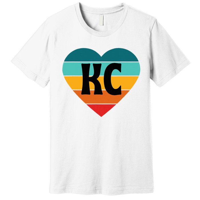 80s Vintage Sunset Heart Kc Premium T-Shirt