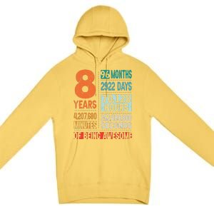 8 Years 96 Months Of Being Awesome 8th Birthday Countdown Premium Pullover Hoodie