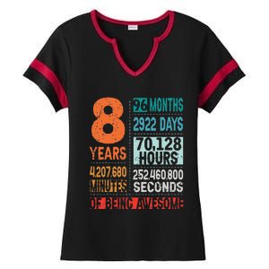 8 Years 96 Months Of Being Awesome 8th Birthday Countdown Ladies Halftime Notch Neck Tee