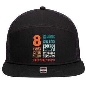 8 Years 96 Months Of Being Awesome 8th Birthday Countdown 7 Panel Mesh Trucker Snapback Hat