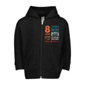 8 Years 96 Months Of Being Awesome 8th Birthday Countdown Toddler Zip Fleece Hoodie