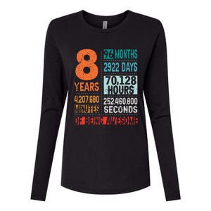 8 Years 96 Months Of Being Awesome 8th Birthday Countdown Womens Cotton Relaxed Long Sleeve T-Shirt