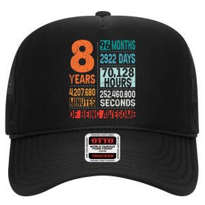 8 Years 96 Months Of Being Awesome 8th Birthday Countdown High Crown Mesh Back Trucker Hat