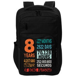 8 Years 96 Months Of Being Awesome 8th Birthday Countdown Impact Tech Backpack