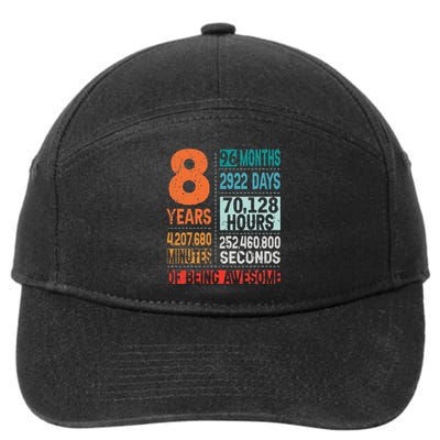 8 Years 96 Months Of Being Awesome 8th Birthday Countdown 7-Panel Snapback Hat