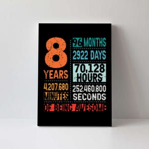 8 Years 96 Months Of Being Awesome 8th Birthday Countdown Canvas