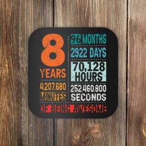 8 Years 96 Months Of Being Awesome 8th Birthday Countdown Coaster