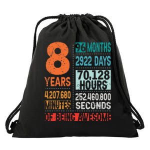 8 Years 96 Months Of Being Awesome 8th Birthday Countdown Drawstring Bag