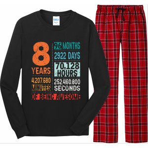 8 Years 96 Months Of Being Awesome 8th Birthday Countdown Long Sleeve Pajama Set