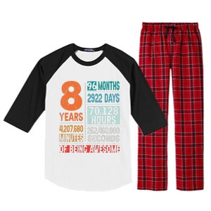 8 Years 96 Months Of Being Awesome 8th Birthday Countdown Raglan Sleeve Pajama Set