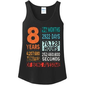 8 Years 96 Months Of Being Awesome 8th Birthday Countdown Ladies Essential Tank