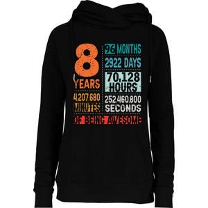 8 Years 96 Months Of Being Awesome 8th Birthday Countdown Womens Funnel Neck Pullover Hood