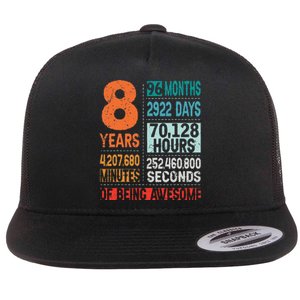 8 Years 96 Months Of Being Awesome 8th Birthday Countdown Flat Bill Trucker Hat