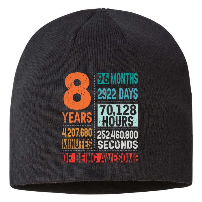 8 Years 96 Months Of Being Awesome 8th Birthday Countdown Sustainable Beanie