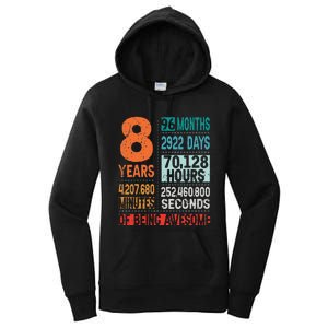 8 Years 96 Months Of Being Awesome 8th Birthday Countdown Women's Pullover Hoodie