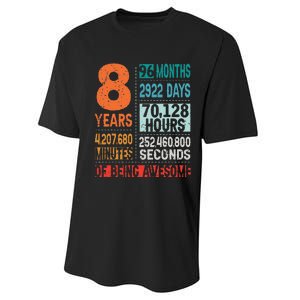 8 Years 96 Months Of Being Awesome 8th Birthday Countdown Performance Sprint T-Shirt