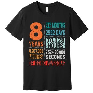 8 Years 96 Months Of Being Awesome 8th Birthday Countdown Premium T-Shirt