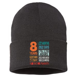 8 Years 96 Months Of Being Awesome 8th Birthday Countdown Sustainable Knit Beanie