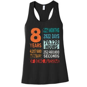 8 Years 96 Months Of Being Awesome 8th Birthday Countdown Women's Racerback Tank