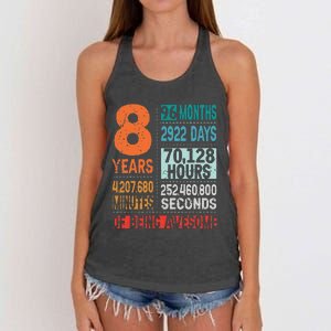 8 Years 96 Months Of Being Awesome 8th Birthday Countdown Women's Knotted Racerback Tank