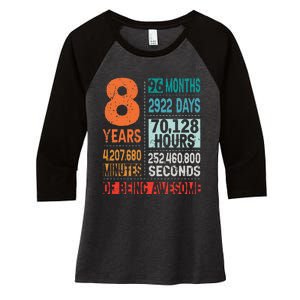 8 Years 96 Months Of Being Awesome 8th Birthday Countdown Women's Tri-Blend 3/4-Sleeve Raglan Shirt