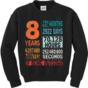 8 Years 96 Months Of Being Awesome 8th Birthday Countdown Kids Sweatshirt