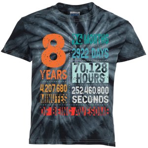 8 Years 96 Months Of Being Awesome 8th Birthday Countdown Kids Tie-Dye T-Shirt