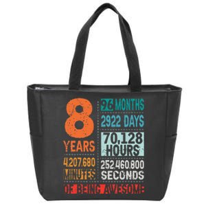 8 Years 96 Months Of Being Awesome 8th Birthday Countdown Zip Tote Bag