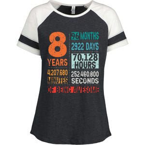 8 Years 96 Months Of Being Awesome 8th Birthday Countdown Enza Ladies Jersey Colorblock Tee