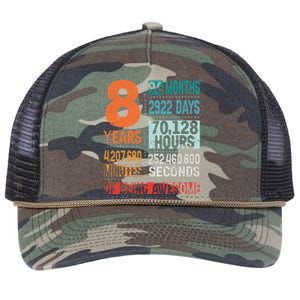 8 Years 96 Months Of Being Awesome 8th Birthday Countdown Retro Rope Trucker Hat Cap