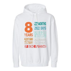 8 Years 96 Months Of Being Awesome 8th Birthday Countdown Garment-Dyed Fleece Hoodie