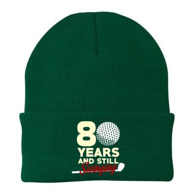 80 Years And Still Swinging | 80th Birthday Funny Golf Club Knit Cap Winter Beanie