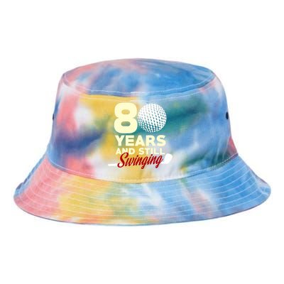 80 Years And Still Swinging | 80th Birthday Funny Golf Club Tie Dye Newport Bucket Hat