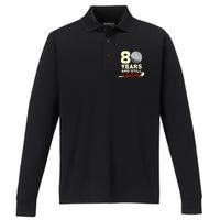 80 Years And Still Swinging | 80th Birthday Funny Golf Club Performance Long Sleeve Polo