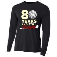 80 Years And Still Swinging | 80th Birthday Funny Golf Club Cooling Performance Long Sleeve Crew