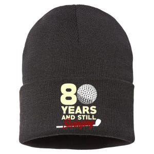 80 Years And Still Swinging | 80th Birthday Funny Golf Club Sustainable Knit Beanie