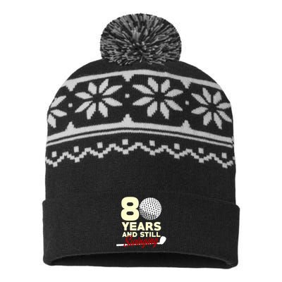 80 Years And Still Swinging | 80th Birthday Funny Golf Club USA-Made Snowflake Beanie