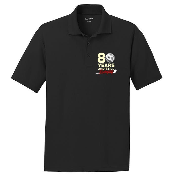 80 Years And Still Swinging | 80th Birthday Funny Golf Club PosiCharge RacerMesh Polo