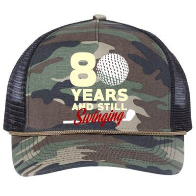 80 Years And Still Swinging | 80th Birthday Funny Golf Club Retro Rope Trucker Hat Cap